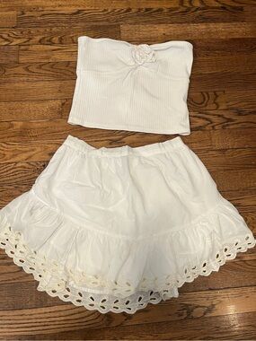 Aerie white tube top and skirt small